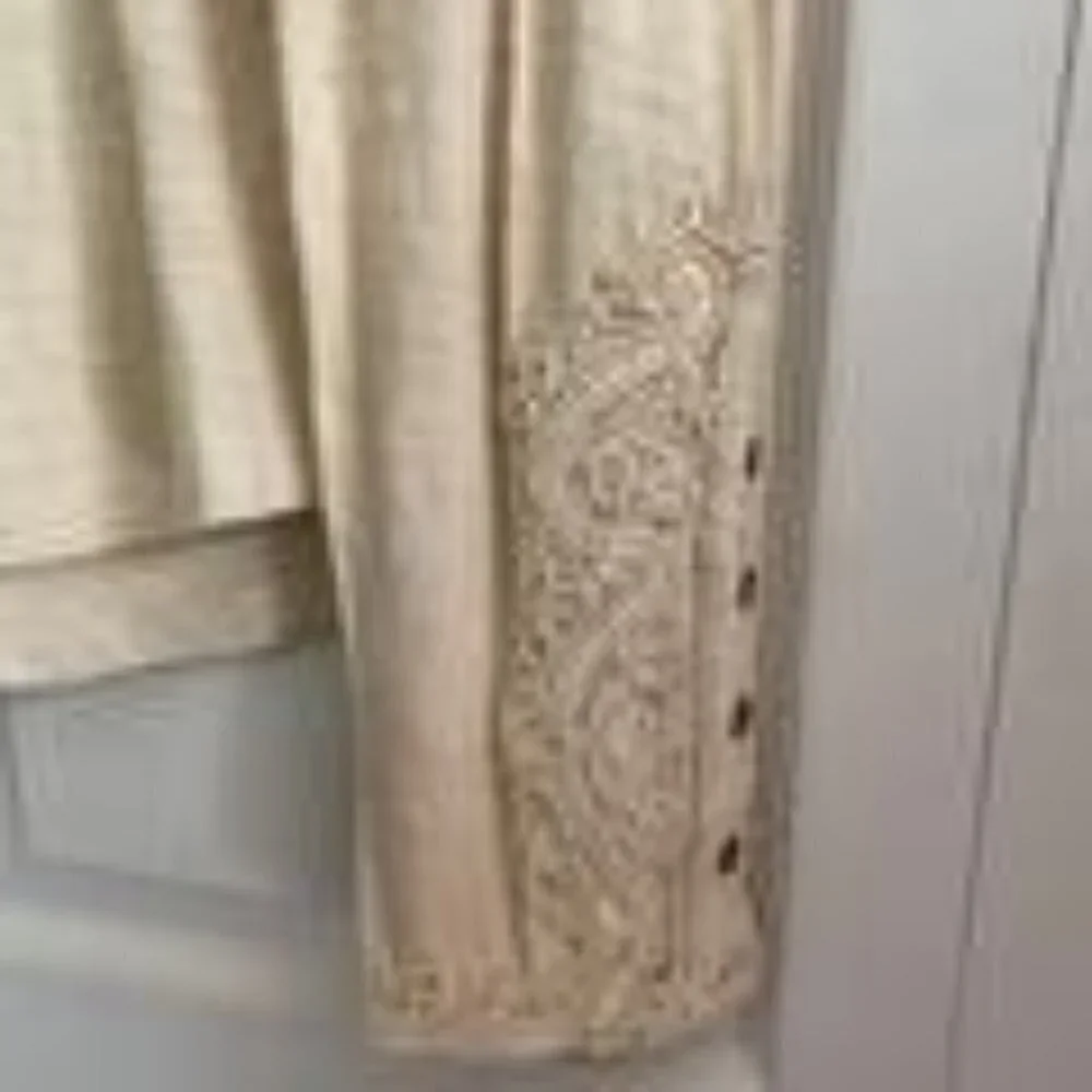 Free People Women's NWOT Tan Hooked On You Turtleneck Wheat Embroider Top Medium